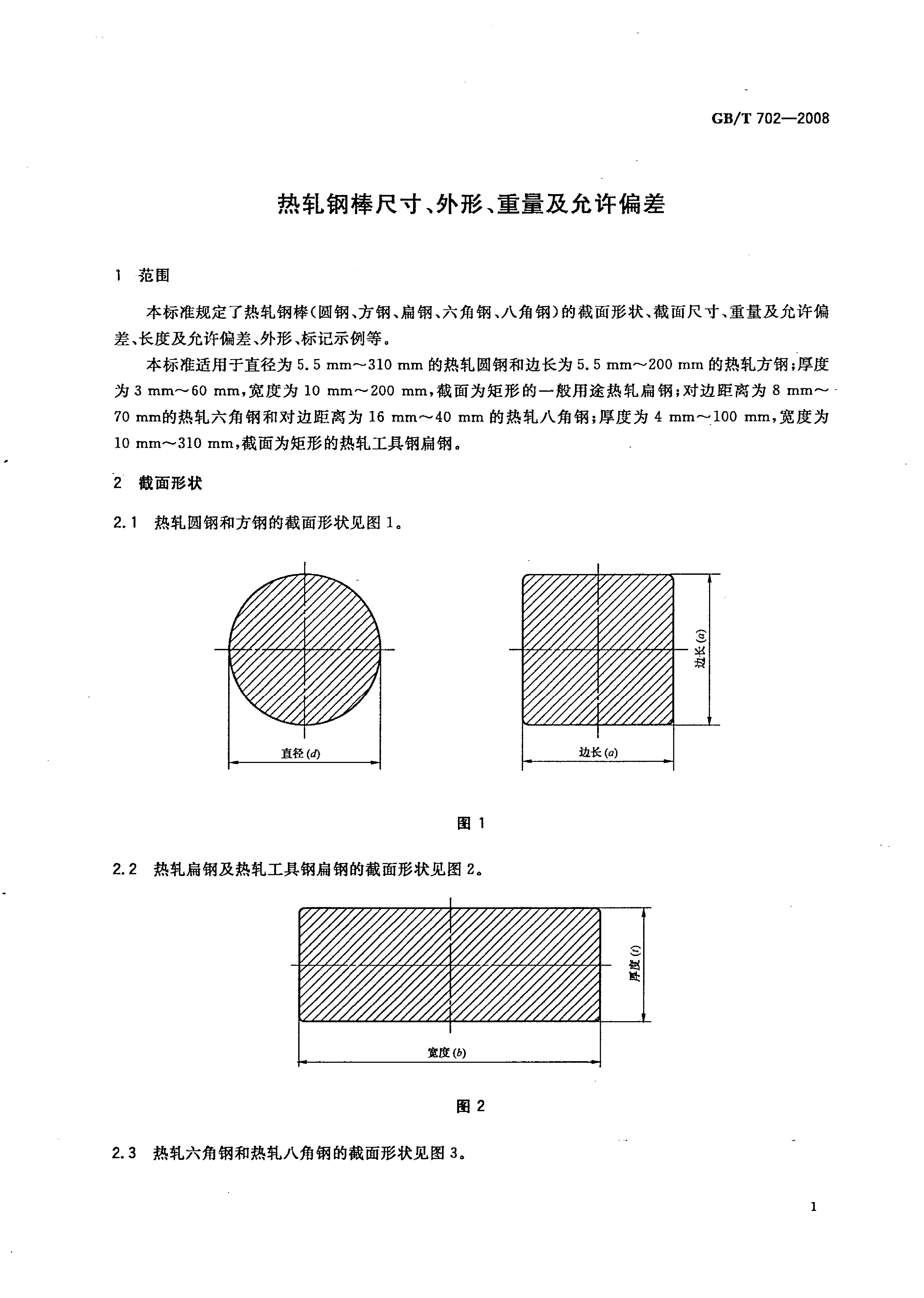 熱軋鋼棒尺寸、外形、重量及允許偏差國標(biāo) GBT 702-2008 代替GBT 702-20040003